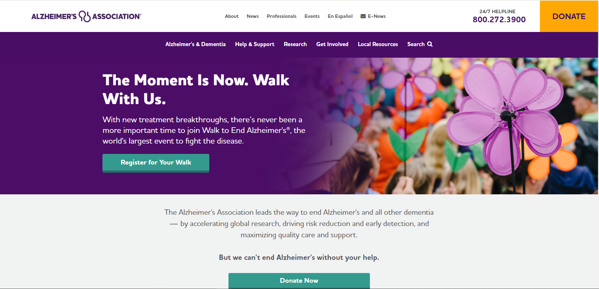 Alzheimer's Association website screenshot